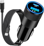 【Apple MFi Certified】iPhone 16 Fast Car Charger, Rombica 52.5W PD/QC Car Power Cigarette Lighter USB Charger USB C Fast Car Charging with Type-C Braided Cable for iPhone 16 Pro Max/15 Pro/Galaxy/Pixel