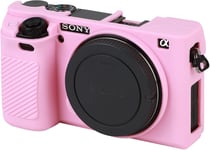 Étui de Protection en Silicone Souple Anti-Rayures pour Appareil Photo numérique Sony Alpha A6000 ILCE-6000,Rose