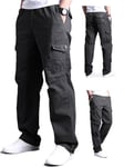 Aotoyou Pantalon Cargo Polaire Elastique Homme Multipoches Pantalon Homme Hiver Grande Taille en Coton Gris Epais XXL