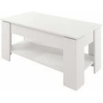 Muebles Bonitos - Table basse plateau relevable avec coffre 100x50x43,5 (52,3)cm Modèle Nicoleta Blanc Finition brillante