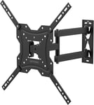 Support Mural TV 26-55 Pouces - Fixation Murale TV Peut Contenir Jusqu'à 30KG, Accroche Television Mural Orientable (± 45°), Incline (+ 5°, -10°) et Étend, Support Vesa pour TV Plat/Incurvé