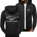 Men's Hoodie Pullover Zip Sweatshirt Jacket - 3D Mustang Casual Unisex Hooded Tops Long Sleeve Cardigan Spring and Autumn Sweater Jacket - Teen,Black,M