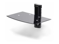 Startech.Com Floating Wall-Mounted Av Shelf, Adjustable Height Shelf For Under Tv, Organize A/V Equipment On Black Tempered Glass Shelf - Hylle - For Lyd/Video-Komponenter - Aluminium, Stål, Plastikk - Svart - Veggmonterbar