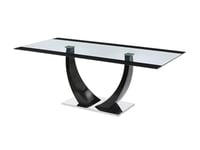 Vente-unique - Table à Manger 8 Personnes en Verre trempé, MDF et Acier Inoxydable - Noir - Mezzo II