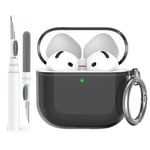 AhaStyle Transparente Coque AirPods 4 (2024) avec Kit Nettoyage [Anti-Jaunissement] Étui Protection TPU Souple Clear Housse pour AirPods 4ème Génération Supportant Recharge USB-C et Recharge sans Fil