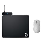 Logitech G Pro X Superlight 2 LIGHTSPEED Souris Gaming sans Fil, Légère, Switchs Hybrides LIGHTFORCE + POWERPLAY Tapis de Souris Gamer, Système de Charge Gaming sans Fil en Tissu, PC et Mac, Blanc