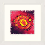 L Lumartos Manchester United FC Badge Contemporary Home Decor Wall Art Watercolour Print, White, 10 x 10 Inches