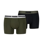 Puma Kalsonger 2P Everyday Placed Logo Boxer Svart/Grön bomull Medium Herr