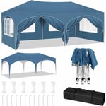 Woltu - Tonnelle de Jardin Tonnelle Pliante 3x6m, Hauteur Réglable, Imperméable, Protection de uv, avec Sac de Transport, Bleu