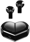 Bluetooth Écouteurs Sans Fil En Forme De C?ur Avec Microphone-Heart Tws Ecouteurs Intra-Auriculaires Wireless Pour Couples Amoureux Pour La Saint-Valentin Pour Les Voyages Sportifs-Noir