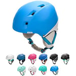 meteor Casque de Ski Snowboard Sport Helmet Homme Femme avec Ceinture Ajustées d'hiver Fentes d'Aération Mentonnière Rembourrée Clip à Masque de Ski (XS 48-52 cm, Bleu/Blanc)