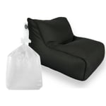 Set Daddy Cool fauteuil XL + polystyrène 100 x 90 x 70cm intérieur & extérieur, déhoussable et résistant aux UV, Noir