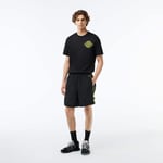 Lacoste Short Sportsuit relaxed fit à broderie en fibres recyclées Taille XS Noir/jaune Fluo