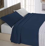 Italian Bed Linen CL-NC-blu scu/Grigio chiaro-1P Natural Color ensemble de draps de lit, Bleu foncé/Gris clair, Single, 100 % Coton