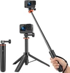 Perche avec Mini Trépied pour GoPro, 2-in-1 Mini Trépied Selfie Stick pour GoPro Hero13/12/11/10/9/8/7/6/5/Max,Ace/Ace Pro/One RS,DJI Osmo Action et Autres Action Camera