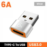 Adaptateur USB 3.0 vers Type-C,convertisseur OTG pour ordinateur portable,Xiaomi,Samsung,Huawei,OPPO Realme,chargeur rapide,adaptateur de transfert - Type Type-C to USB Silver