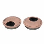 60mm Zinc Alloy Wire Cable Hole Covers Copper Tone 2pcs for Computer Desk Table