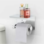 Memkey - Porte Papier Toilette, Support Papier Rouleau sans Percage Derouleur Papier WC,Distributeur Papier avec Tablette, Acier Inox sus 304, Colle