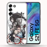 Coque pour Samsung Galaxy S21 FE / S21FE Manga Demon Slayer Blanc