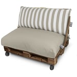 Coussin pour palette Toldotex Beige Set: Siège 120x80x20 (uni) + Dossier 120x45x25 (rayé) Beige - Beige