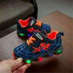 Spiderman LED Trainers Skor Blinkande Light Up Sneakers Barn Z X Blue EU26