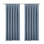 BellaHills Blackout Curtain Set, Thermal Insulated & Energy Efficiency Window Draperies for Guest Room, Full Shading Panels for Shift Worker and Light Sleepers, 46 x 72 Inch, 2 Panels, Stone Blue