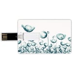 8G USB Flash Drives Credit Card Shape Xray Flower Memory Stick Bank Card Style X ray Picture of Poppy Flowers in a Windy Day Unusual Look into the Nature Art,Teal White Waterproof Pen Thumb Lovely Ju