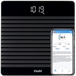 Vitafit Smart Digital Body Weight Bathroom Scale for Weighing and BMI via Smartphone App, Anti-Slip Safety Design, Clear LED Display and Batteries Included, Black