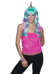 Official Rubies Girls Pink & Blue Unicorn Fairy Wig