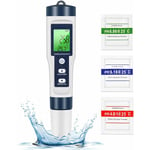 Linghhang - ph tds mètre, testeur de qualité de l'eau 5 en 1 PH/TDS/EC/sel/température tds mètre lcd rétro-éclairage vert pour piscine/aquarium/étang