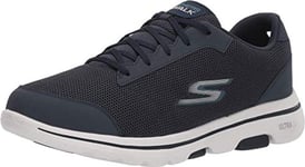 Skechers Homme Gowalk 5 Sneakers – Chaussures de Marche athlétiques avec Mousse refroidie à l'air Basket, Textile Bleu Marine avec Bordure synthétique, 44 EU X-Large