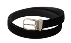 DOLCE & GABBANA Belt Black Casual Velvet Silver Tone Metal Buckle s. 80cm/ 3