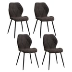 Wokaka - Lot de 4 chaises - chaise de salle à manger vintage en forme de diamant - chaise en lin - pieds en métal(noir)