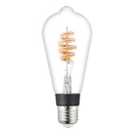 Eglo Connect.z Smart-Home LED Light Bulb E27, ST64, ZigBee, app and Alexa Voice Control, dimmable, Warm White, 4.9 watt, Vintage Spiral Lightbulb Transparent