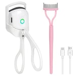 URAQT Heated Eyelash Curler, Electric Eyelash Curlers, Rechargeable Eye Lash Curler with Eyelash Comb, 2 Heating Modes Quick Curling Eye Lashes, Portable Eye Treatment Makeup Kit for Women Girls