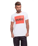 Hugo Boss Mens Red Logo Sustainable T-Shirt - White Cotton - Size 2XL