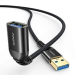 Rallonge USB, Rallonge USB 1M+1M, Lot de 2 Rallonge USB 3.0, Câble USB Mâle Femelle Compatible avec Hubs,Imprimantes,Lecteurs de Cartes,Adaptateurs Bluetooth,Clés USB,Scanners,Disques Durs(Noir