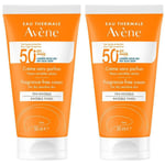 Avène Solaire - Crème Sans Parfum SPF50+ UVB UVA Lumière Bleue HEV 2x50 ml