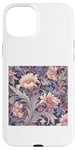 Coque pour iPhone 15 Plus Motif floral Art nouveau crème, mauve, bleu marine, stylisé