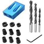 14PCS Fickhålsjigg, 15° Snickeri Guide Snedställd Hålsökare, Aluminiumlegering Snedställd Hålsökare med Adapter för 6/8/10mm Hål