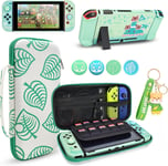 Housse De Transport Pour Accessoires Switch Bundle For Switch Console With Dockable Hard Cover Animal Crossing Shell And Thumb Grip Caps-Vert[Pho063701]