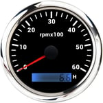 (6000 rpm-BS) 85 mm:n kierroslukumittari LCD-tuntimittarilla meriveneauton kierroslukumittarille 8000 rpm 6000 rpm kierroslukumittari 7 väriä LED-taustavalo