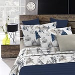 Italian Bed Linen FASHION Complete Set, Microfibre, Urban Blue, Queen-size bed