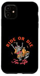 Coque pour iPhone 11 Ride Or Die For Life Squelette Friends Wheelie Moto Bike