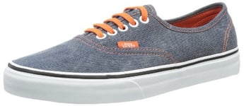 Vans Unisex Authentic Low-Top Trainers, Blue Washed Navy Orange, 7 UK