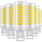 6-pack G9 LED-lampor, flimmerfri, 7w, kallvit 6000k, 650lm, Motsvarar 60w energibesparande halogen, 360 graders vinkel, Ac220240v