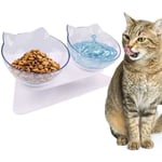 MERKMAK Dubbel kattskål, halkfri matskål med plasthållare för katter och små hundar