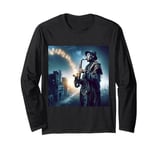 Fantasy Cute City Music Man Long Sleeve T-Shirt