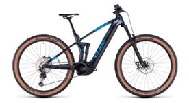 Vtt electrique tout suspendu cube stereo hybrid 140 hpc slx 750 shimano deore xt 12v 750 wh 27 5   bleu liquid 2023