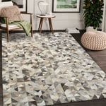 Unamourdetapis - Tapis en peau de vache 80x150 gris et beige kilm fait à la main trimulti